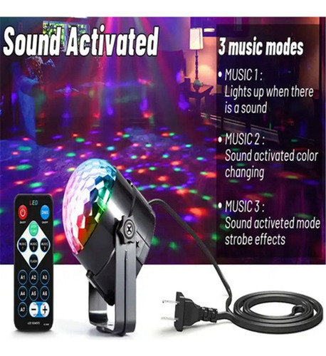 A Luz De Fiesta De Bola Giratoria Bluetooth Led Rgb Colorida