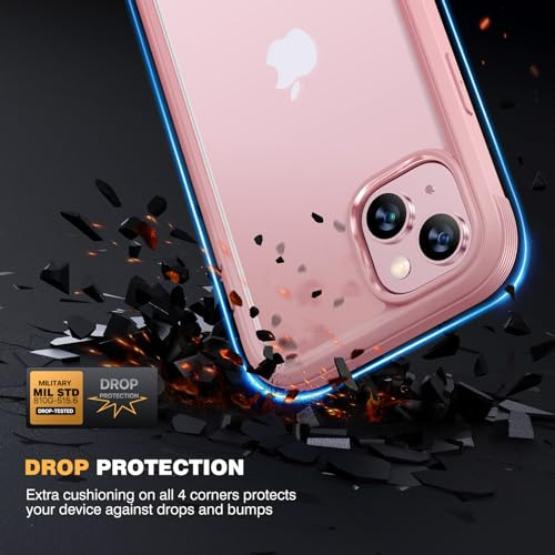 Funda iPhone 15 6.1 Protector De Pantalla Y Camara Rosa
