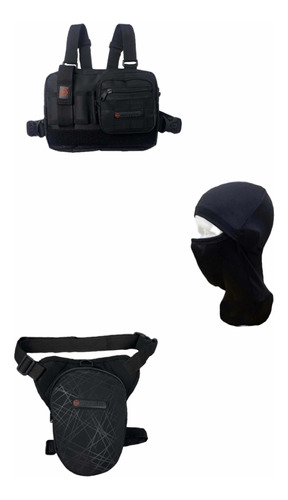 Set Chest Bag Porta Celular +piernera + Gratis Pasa Montaña