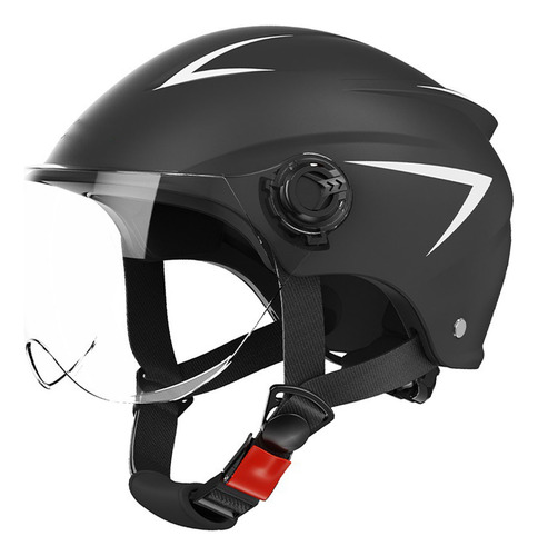 Casco Negro Con Media Cara Para Moto, Protección Solar, Volt