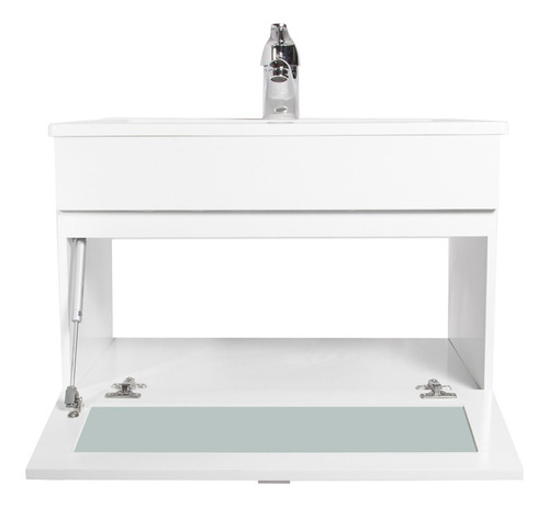 Imagen 4 de 5 de Vanitory Laqueado Colgar Blanco 50cm Bacha 100% Marmolina