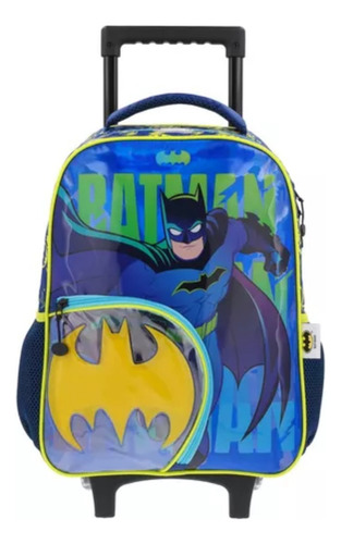 Mochila Escolar Con Ruedas Batman Dc Comics Color Azul