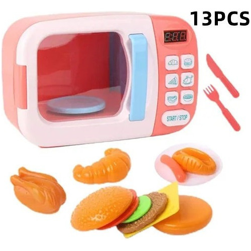 Juego De Horno Microondas Electrónico Para Niños De 13 Pieza
