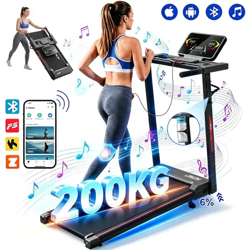 Esteira Elétrica Ergométrica 3.0HP 1-14km/h Com Bluetooth + Fitshow App Suporta até 200KG Dobrável JMJN - R$ 1.542,11