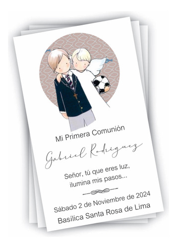 20 Estampas Comunión + Caja Misal Porta Estampas Personaliza