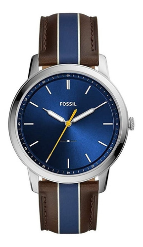 Reloj Fossil Fs5554 Masculino Minimalista Cuero Azul Cafe 