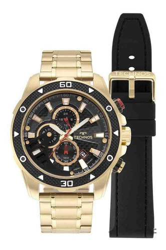 Relógio Masculino Technos Carbon Dourado A Prova D'água