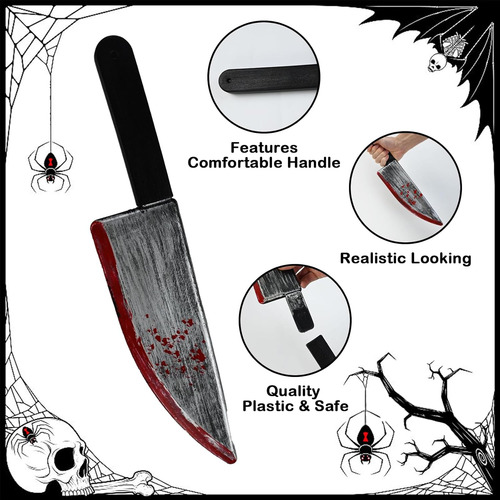 Cuchillo De Carnicero De Plástico Sangriento Para Halloween