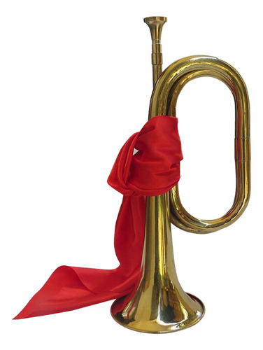 Trompeta De Caballería De Latón Con Tela Roja Para