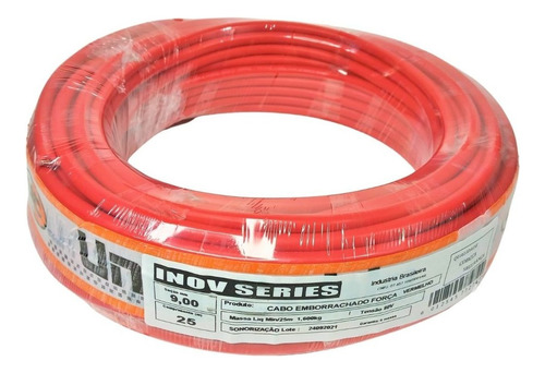 7 Metros Cabo Som Automotivo Força Vermelho 1 X 9mm Flexível