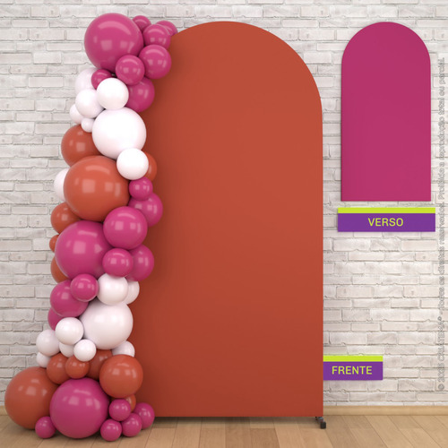 Capa Painel Romano Dupla Face Laranja/pink Liso 2x1m Veste Fácil Tecido Sublimado Decorativo Duas Cores