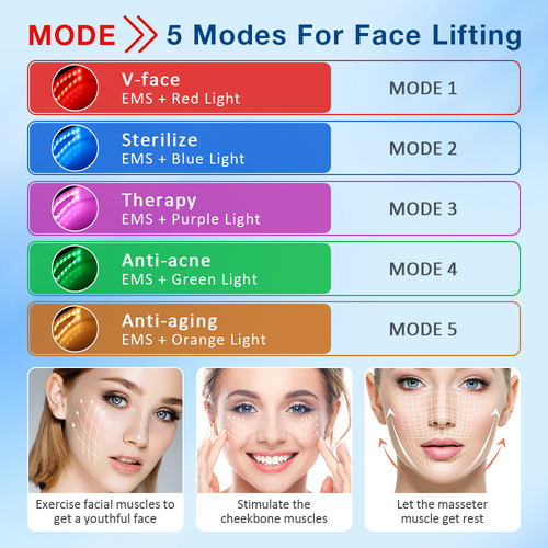 Dispositivo De Estiramiento Facial Led, Masajeador De Adelga