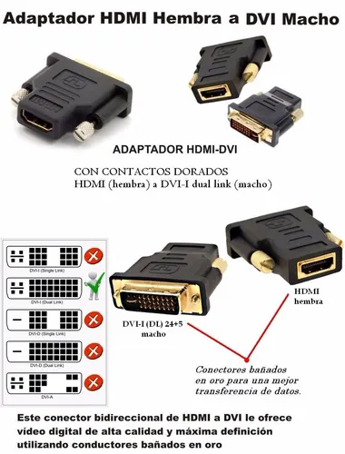 CABLE ADAPTADOR DE DVI 24+1 MACHO A HDMI HEMBRA BIDIRECCIONAL