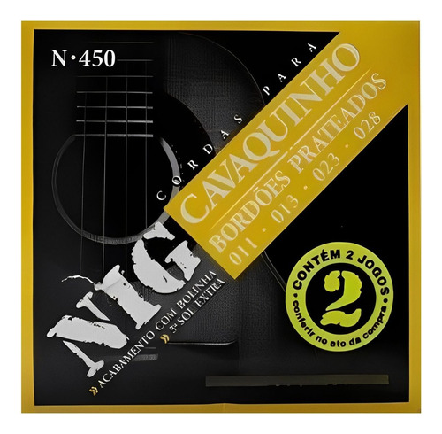 Kit 2 Jogos Encordoamento Cavaquinho Nig N450 011 + Brinde