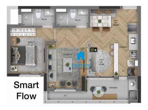 Ap1928-condomínio Smart Flow -apartamento Com 1 Dormitório À Venda, 39 M² Por R$ 712.792 - Presidente Altino - Osasco/sp - Ap1928