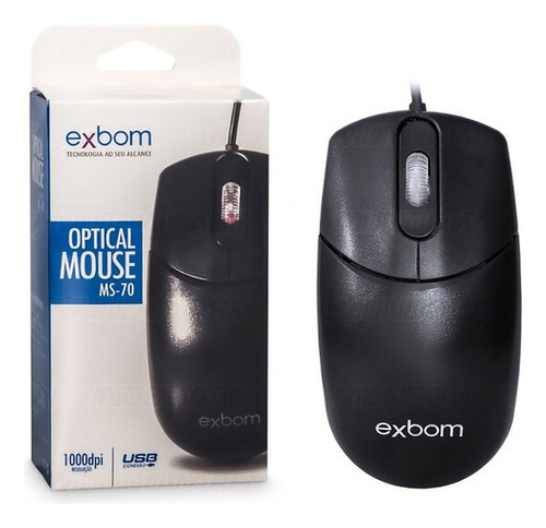 Mouse Usb Óptico 1000 Dpi Office Preto Exbom Ms-70