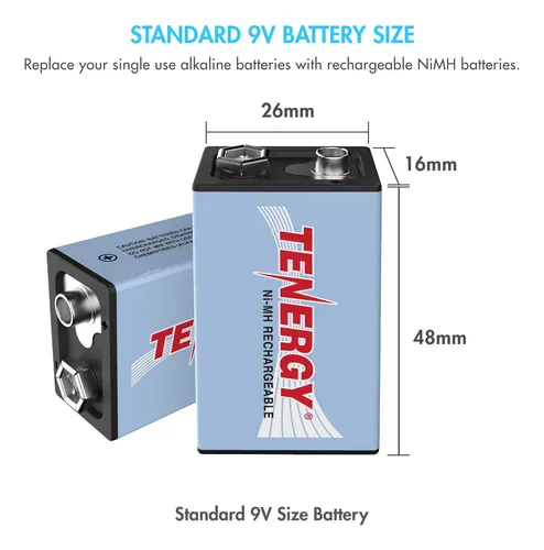 Tenergy Tn136 Smart 4 Bay 9v Cargador Con 4 Pack Tenergy 9v.