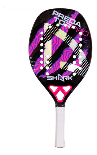 Raquete De Beach Tennis Shark Predator 20mm + Capa Cor Rosa-chiclete