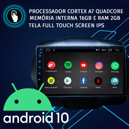 Multimídia Renegade 2015 A 2023 9 Pol Android Gps Câmera Ré