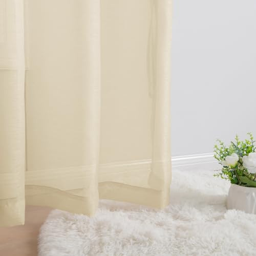 Cortinas Semitraslúcidas Filtrantes 52x213 Cm Set 2 Beige