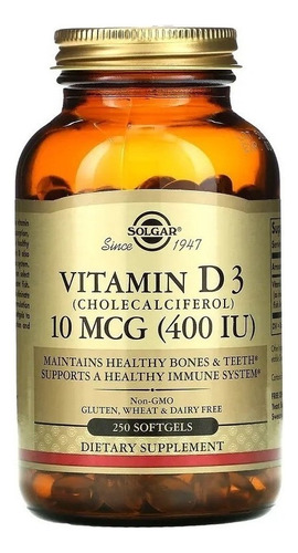 Solgar | Vitamin D3 Cholecalciferol | 10mcg 400mg | 120 Soft