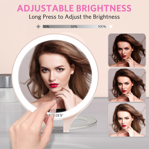 Espejo De Maquillaje Weily 10x/1x Recargable Rosa Color Del Marco