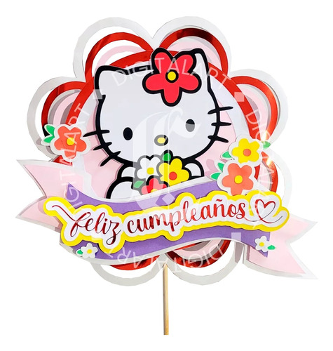 Adorno Para Torta Pastel 3d Hello Kitty Cumpleaños Niño Niña