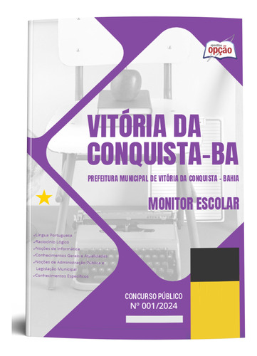 Apostila Concurso Monitor Escolar Vitória Da Conquista Ba 2024 - Editora Opção