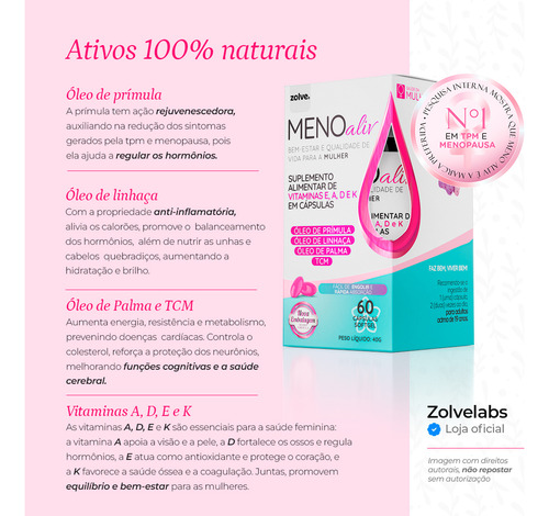 2un Meno Aliv® Com Vitaminas A, D, E E K 60 Cápsulas