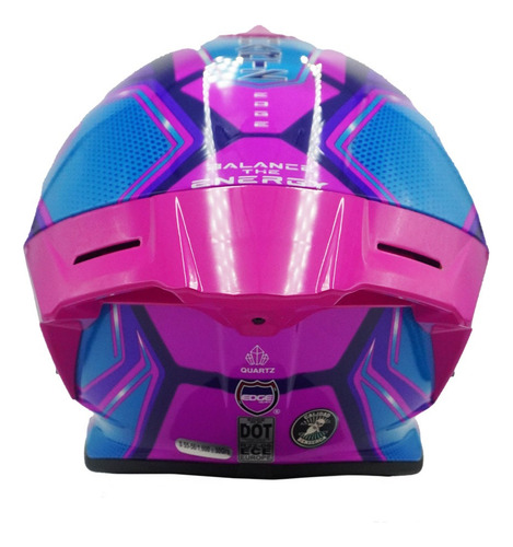 Casco Moto Edge Integral Shangai Certificado Dot Y Ece 2206 Rosa/azul Solido L