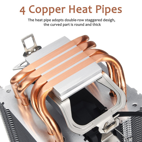 4 Cobre Heatpipe Cpu Cooler Disipador De Calor Radiador Led