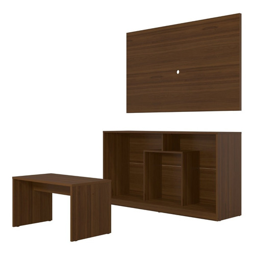 Imagen 2 de 4 de Mueble Panel Pantalla + Rack +mesa Combo Castaño 2585.0001