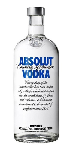 Vodka Absolut Blue Original 40°, 750 Cc Vodka, 40° 750 Ml
