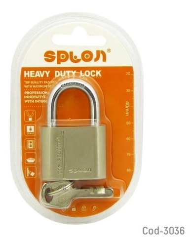 Imagen 3 de 3 de Candado 40mm Splon, Top Quality Padlock Con 4 Llaves