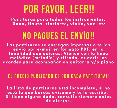 Rock Y Pop Nacional Partituras - Pedime La Que Necesites