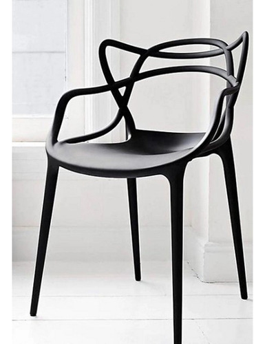 Pack 4 Sillas Master Para Comedor Estructura de la silla Negro Asiento Negro