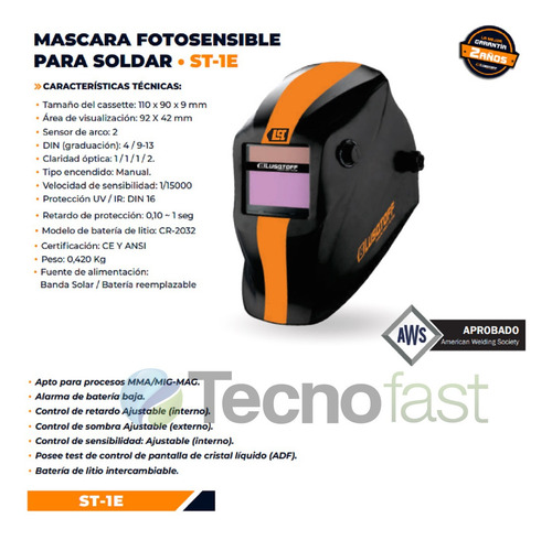 Mascara Careta Fotosensible Para Soldar Lusqtoff St-1e