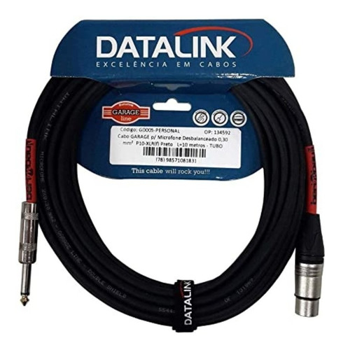Imagem 2 de 3 de Kit2 Cabo Desbalanceado Datalink Garage Microfone Xlr P10 3m