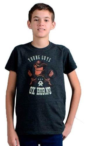 Camiseta Country Infantil Ox Horns Cinza Young Guys 5055