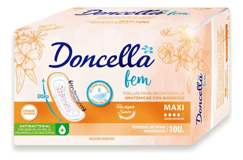 Doncella Aposito Incontinencia Fuerte Maxi 34cm  6 Pack