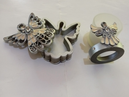Porta Vela + Cajita Cofre Forma Angel Recuerdo Decoración