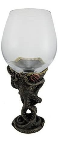 Imagen 1 de 1 de Resina Y Vidrio Copas De Vino Acabado De Bronce Steampunk De