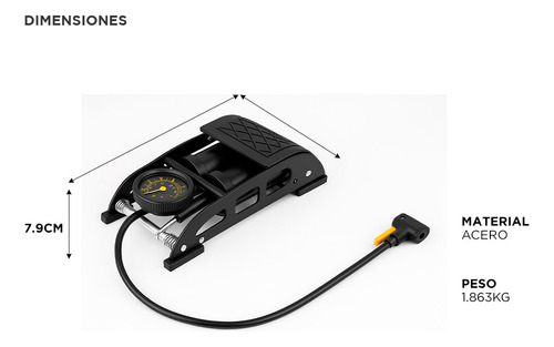 Inflador De Pie Gadnic Resistente Bicicleta Universal