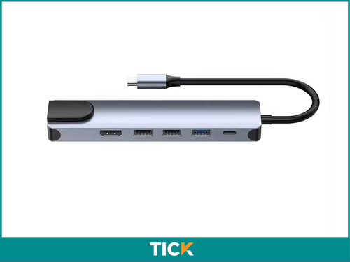 Adaptador Hub 6 En 1 Usb C, Ethernet, Hdmi, Power Delivery Plateado Oscuro
