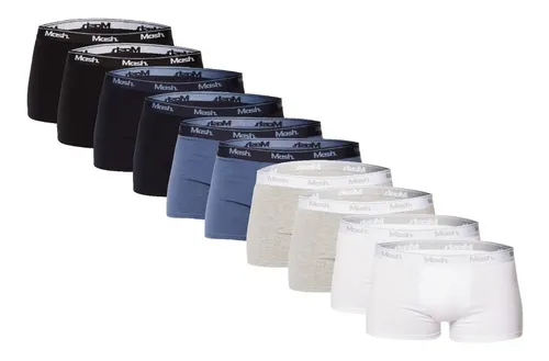 Kit Com 10 Cuecas  Masculina Boxer De Algodão Mash