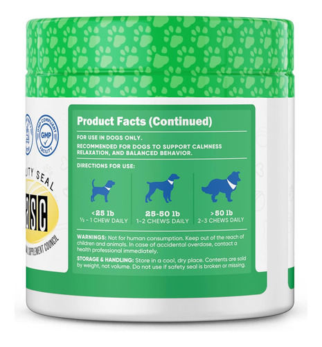Nutricost Apoyo Estrés Relajación Perros 60 Chews Sabor Res