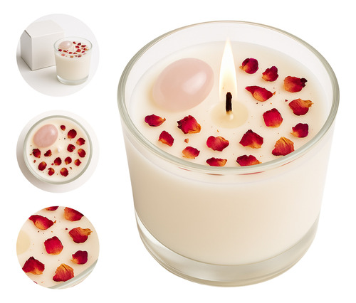Vela Aromática Con Piedras Energéticas Y Ojo Turco Protector Coral Claro Paris Garden