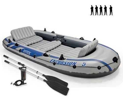 Barco Bote Inflável Excursion 5 - 600kg Intex Remos E Bomba