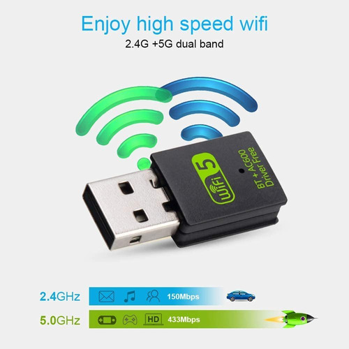 Adaptador Usb Wifi Bluetooth, 600mbps Dual Band 2.4/5ghz ...