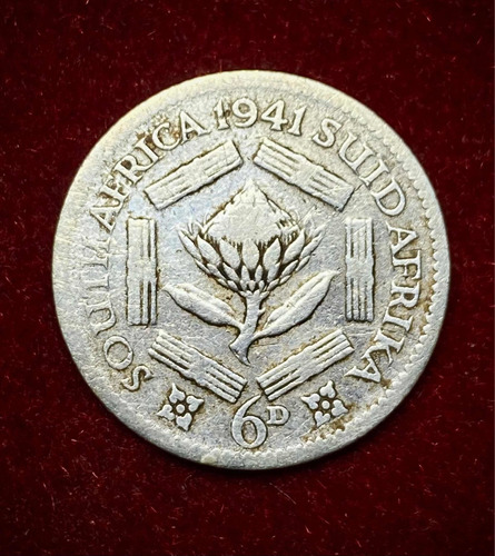 Moneda 6 Peniques Sudafrica 1941 Km 27 Plata 0.800 Jorge 6